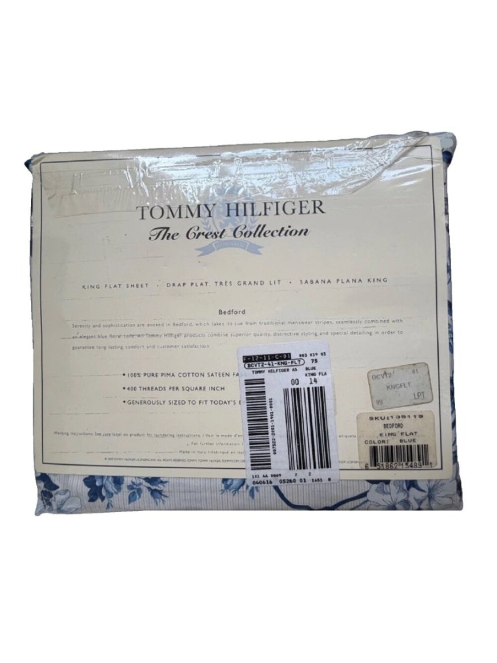 new Tommy Hilfiger CREST COLLECTION Bedford Floral 100% Cotton KING Flat Sheet - Picture 6 of 7